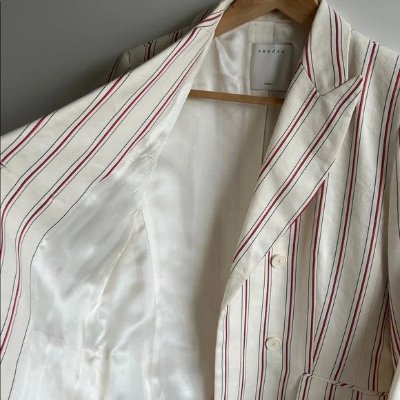 Sandro Striped Cream Blazer & Pants Set, 36 - Picture 12 of 15